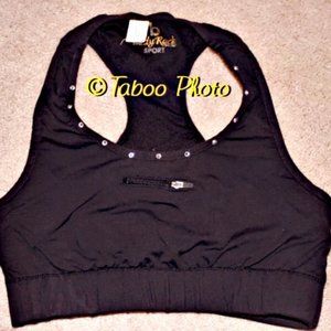 Body Rock Sport Womens Black Crystal Neck Sports Bra Size Small